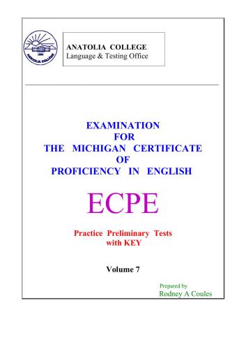 ECPE - Practice Preliminary Tests with KEY - Volume 7