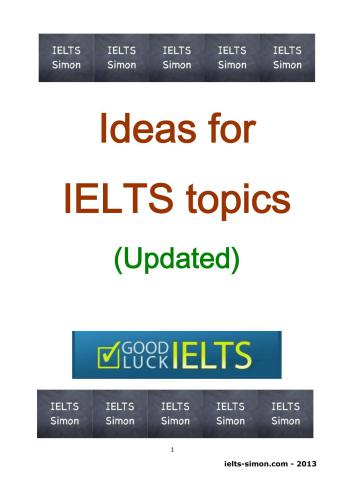 Ideas for IELTS Topics (Updated)