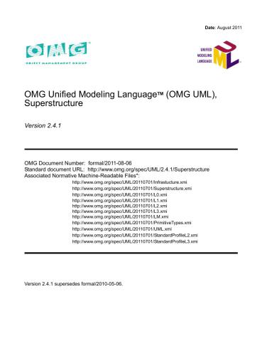 Object Management Group. OMG Unified Modeling Language (OMG UML), Superstructure. Version 2.4.1