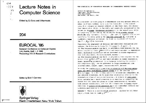 Complexity of problems in archimedean ordered groups (EUROCAL85)