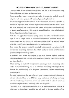 Measuring robots in manufacturing systems