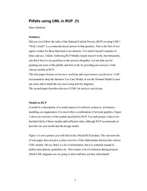 Pitfalls using UML in RUP