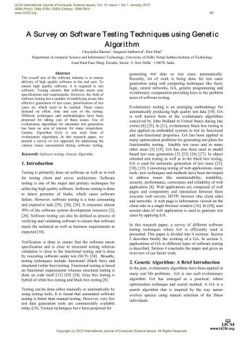 A Survey on Software Testing Techniques using Genetic Algorithm