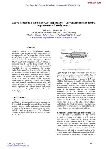 Active Protection System for AFV application - Current trends and future requirement - A study report