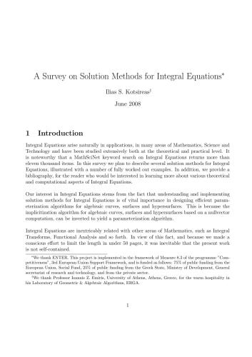 A Survey on Solution Methods for Integral Equations