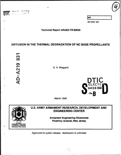 Diffusion in the thermal degradation of NC base propellants