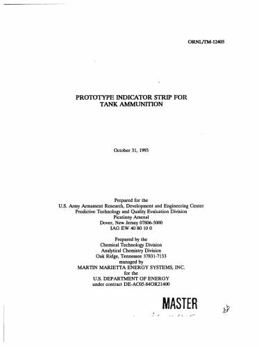 Prototype indicator strip for tank ammunition