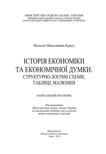 Історія економіки та економічної думки: структурно-логічні схеми, таблиці, малюнки