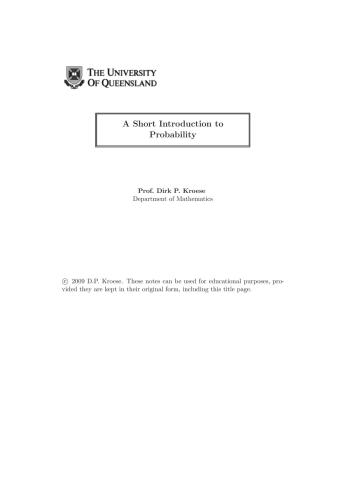 A Short Introduction to Probability