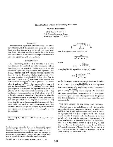 Simplification of real elementary functions