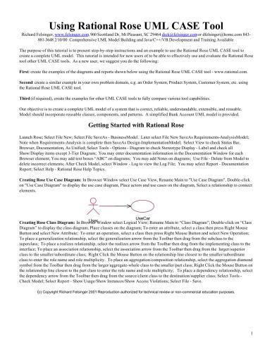 Using Rational Rose UML CASE Tool