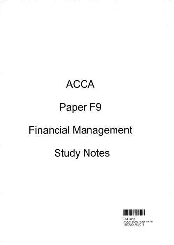 ACCA F9 Financial Management Class Study notes