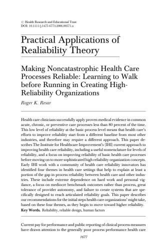 Practical Applications of Realiability Theory