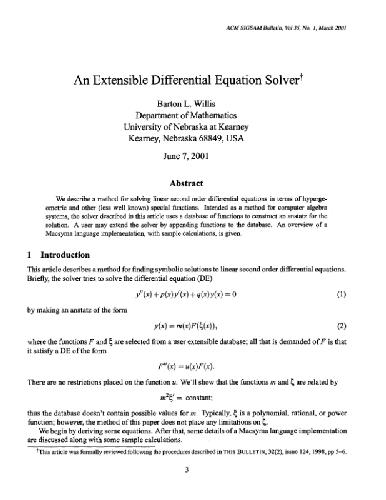 Extensible 2nd order ODE solver 2001