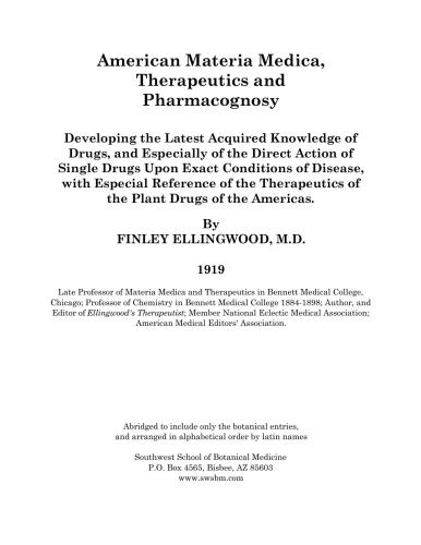 American Materia Medica, Therapeutics and Pharmacognosy