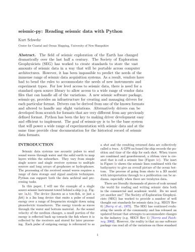 Seismic-py: Reading seismic data with Python