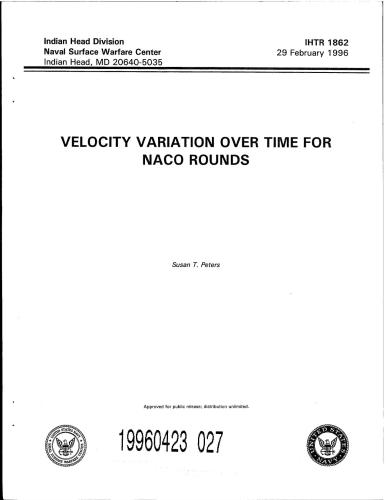 Velocity variation over time for NACO rounds