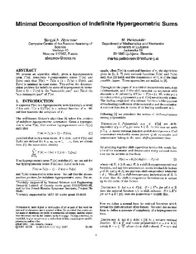 Minimal decomposition of hypergeom sums