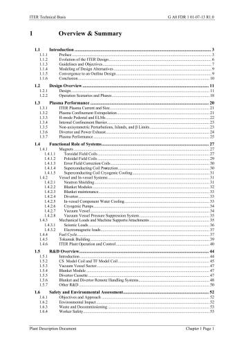 International Thermonuclear Experimental Reactor (ITER). Plant Description Document/ Интернациональный Экспериментальный Термоядерный Реактор (ИТЭР)