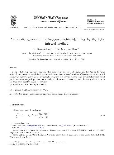 Automatic generation of hypergeometric identities by the beta integral method