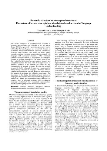 Semantic structure vs. conceptual structure: The nature of lexical concepts in a simulation-based account of language understanding