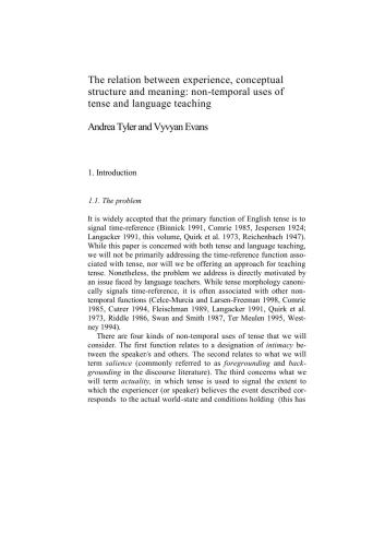 The relation between experience, conceptual structure and meaning: non-temporal uses of tense and language teaching