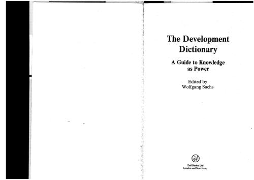 The Development Dictionary: A Guide to Knowledge as Power