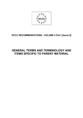 ECCC recommendations - vol. 2 part 1 - General terms and terminology and items specific to parent material - 2005