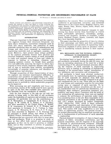 Physical-chemical properties and engineering performance of clays