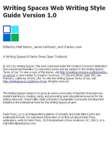 Writing Spaces. Web Writing Style Guide Version 1.0