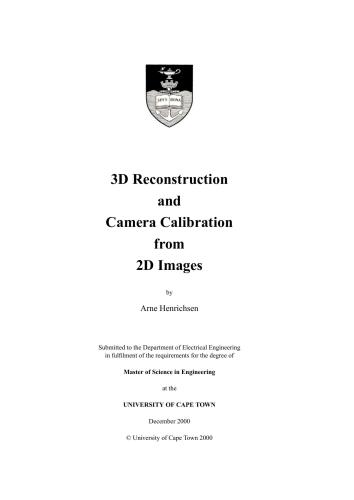 3D Reconstruction and Camera Calibration from 2D Images