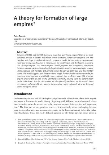 A Theory for Formation of Large Empires