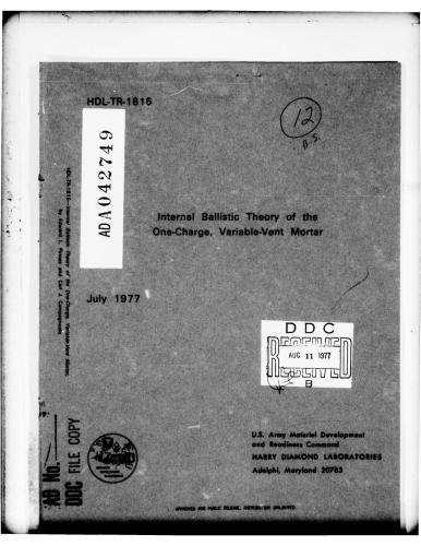 Internal Ballistic Theory of the One-Charge, Variable-Vent Mortar