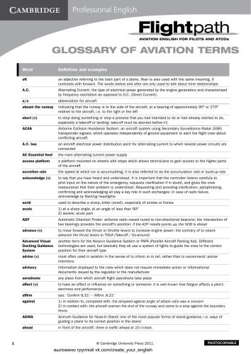 Flightpath. Glossary of Aviation Terms