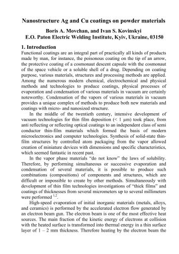 Nanostructure Ag and Cu coatings on powder materials