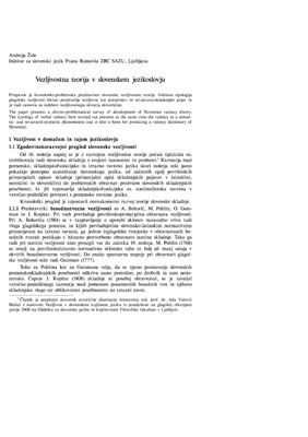 Vezljivostna teorija v slovenskem jezikoslovju (Valency theory in Slovenian linguistics)