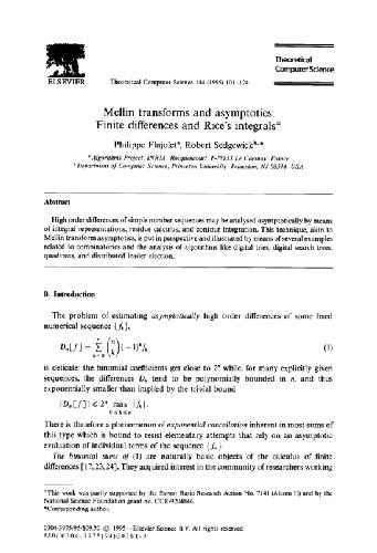 Mellin transforms and asymptotics: Finite differences, Rice's integrals