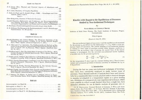 Kinetics with regards to the equilibrium of processes studied by non-isothermal techniques