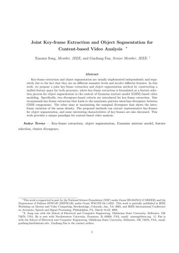 Joint Key-frame Extraction and Object Segmentation for Content-based Video Analysis