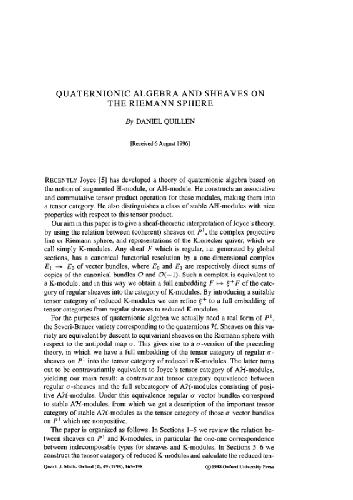 Quaternionic algebra and sheaves on the Riemann sphere