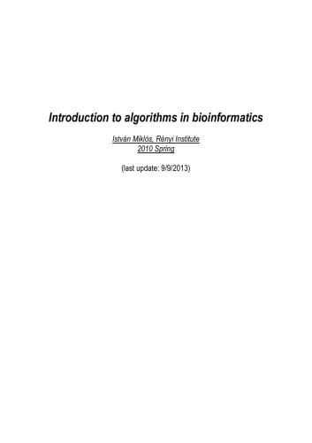 Introduction to algorithms in bioinformatics