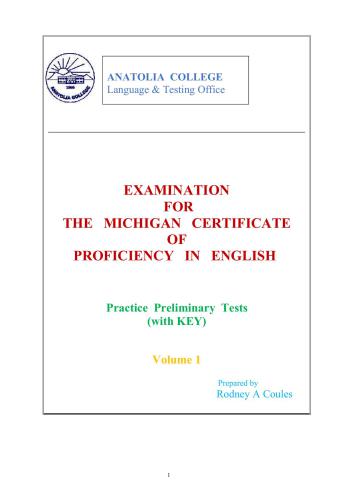 ECPE - Practice Preliminary Tests with KEY - Volume 1