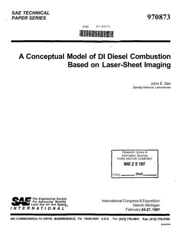 A Conceptual Model of Dl Diesel Combustion Based on Laser-Sheet Imaging