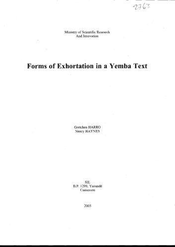 Forms of Exhortation in a Yemba Text