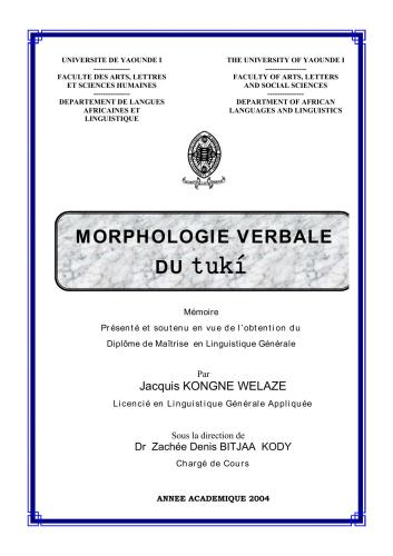 Morphologie verbale du tukí