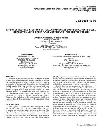 Effect of Multiple Injections on Fuel-Air Mixing and Soot Formation in Diesel Combustion Using Direct Flame Visualization and CFD techniques