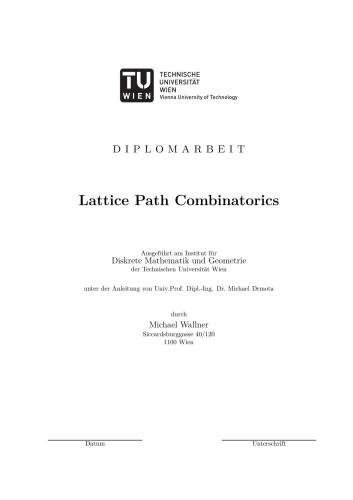 Lattice Path Combinatorics