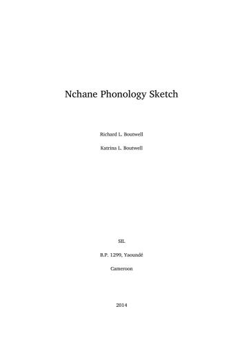 Nchane Phonology Sketch