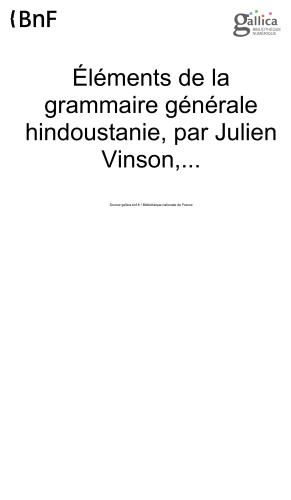 Éléments de la grammaire générale hindoustanie