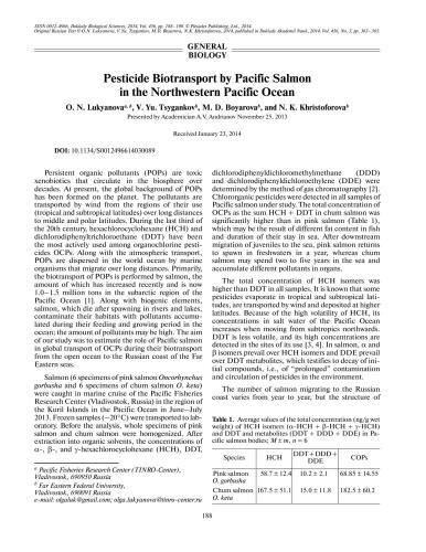 Pesticide Biotransport by Pacific Salmon in the Northwestern Pacific Ocean